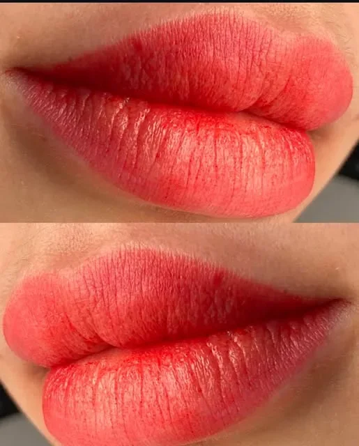 Coral lip blush by Eliza Pino